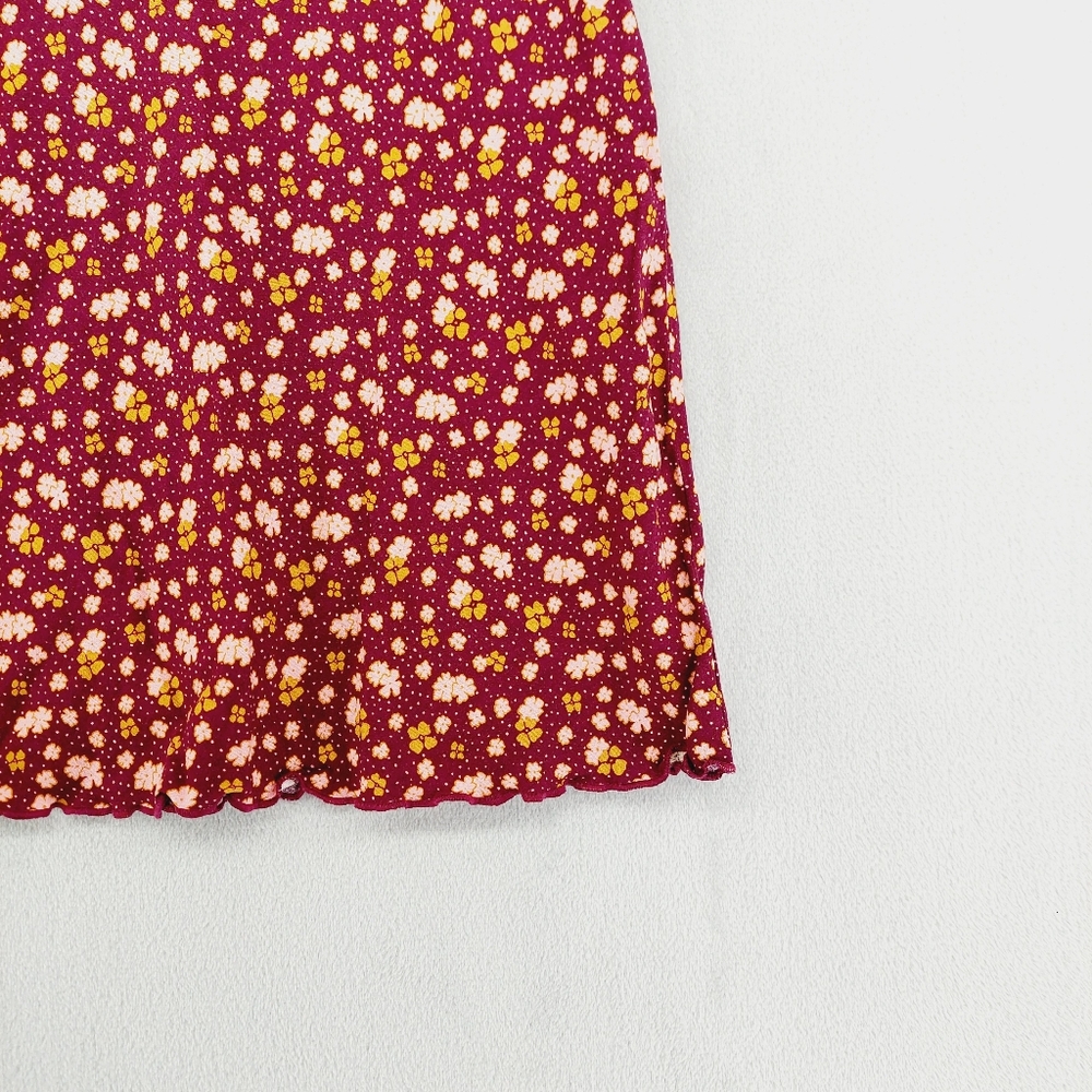 NWT Free People IRL Floral Red Summer Mini Skirt P5760 - Picture 3 of 9